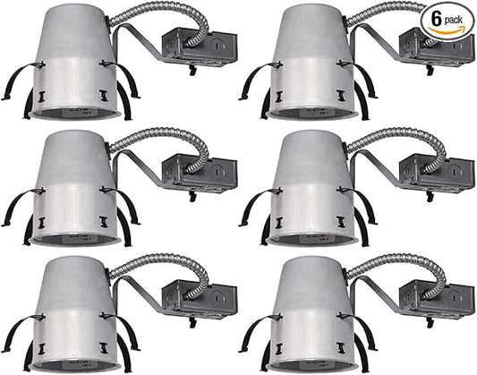 Juno 4" Quick Connect Housing for LED Recessed Lights for Remodel Projects, IC Rated, Air-Loc Sealed LED Recessed Light Housing, Includes Prewired Junction Box for Ceiling Lighting, 6-Pack