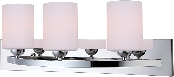 Canarm IVL370A03CH-O Ltd Hampton 3 Light Vanity with Flat Opal Glass, Chrome