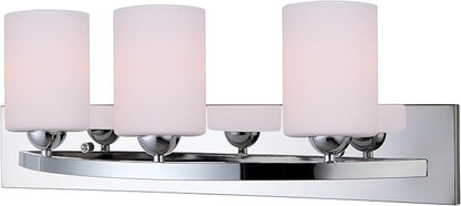 Canarm IVL370A03CH-O Ltd Hampton 3 Light Vanity with Flat Opal Glass, Chrome