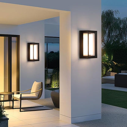 24W Modern LED Wall Sconces, ETL Certified, 3000K/4000/6500K Color Adjustable, 10-100% Dimmable Outdoor Wall Lights, 2160LM IP65 Waterproof Exterior Lighting Fixtures for Porch, Patio