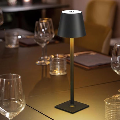 4 Pack Rechargeable Table Lamp - Cordless LED Lamp with 6000mAh Battery Operated LED Desk Lamp, Portable Table Light Outdoor for Dinner Patio Restaurant Bar Bedroom Coffee Shop Night Light(Black)