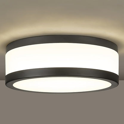 LMS 12 Inch Black LED Flush Mount Ceiling Light, Modern 18W Dimmable Semi Flush Mount Round Ceiling Light for Bedroom, Kitchen, Hallway, Bathroom, 5CCT, LMS-054CL-BKS