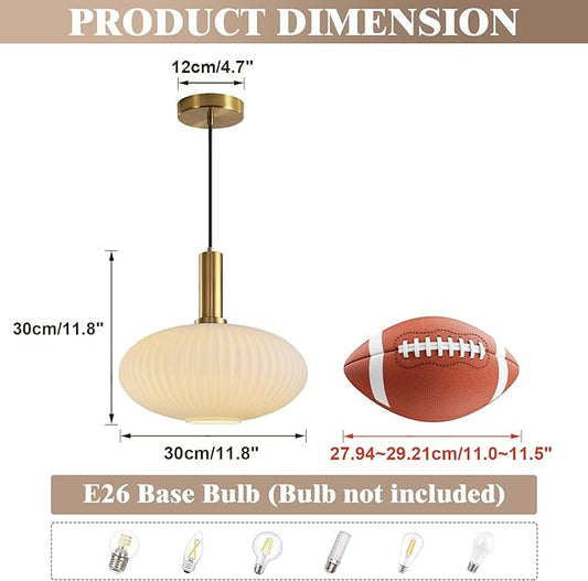 KCO Lighting Large Milk Glass Pendant Lighting Kitchen Island Brushed Brass Globe Pendant Light Mid Century Modern Hanging Light Fixture Gold White Pendant Light