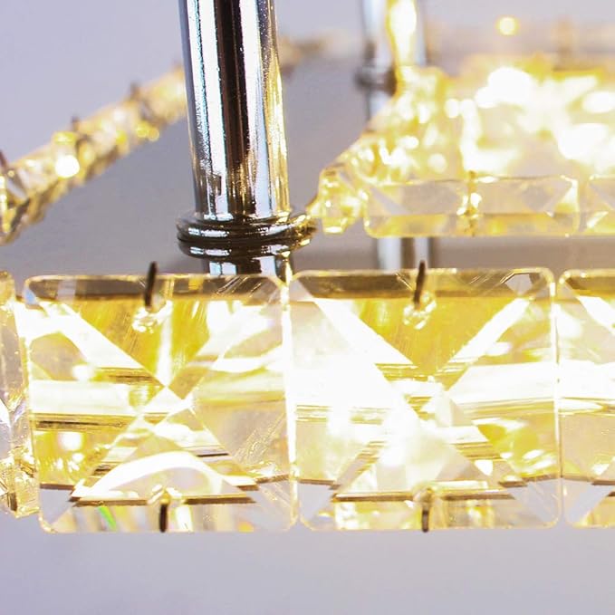 Small Led Chandelier Semi Flush Mount Crystal Lighting Modern Ceiling Crystal Lamp for Bedrooms Dinning Rooms Hallway (Warm)