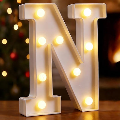 Small Led Marquee Letters, Light Up Letters, 8.58 Inch Led Letter Lights, Battery Powered Lighted Sign for Table, Party, Birthday, Christmas Decor (Letter N)