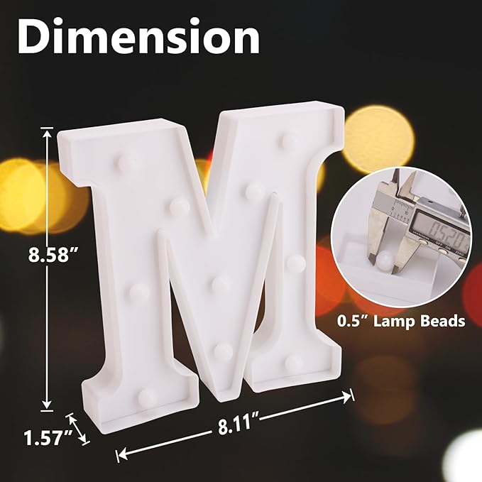 LED Marquee Sign Light Up Letters, Alphabet Light Up Sign, Battery Powered LED Letter Lights for Night Light, Wedding, Birthday, Party, Christmas or Home Decor (M)