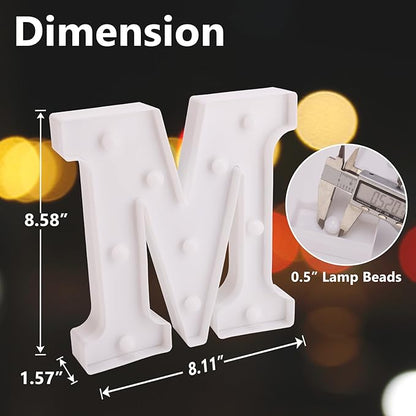 LED Marquee Sign Light Up Letters, Alphabet Light Up Sign, Battery Powered LED Letter Lights for Night Light, Wedding, Birthday, Party, Christmas or Home Decor (M)