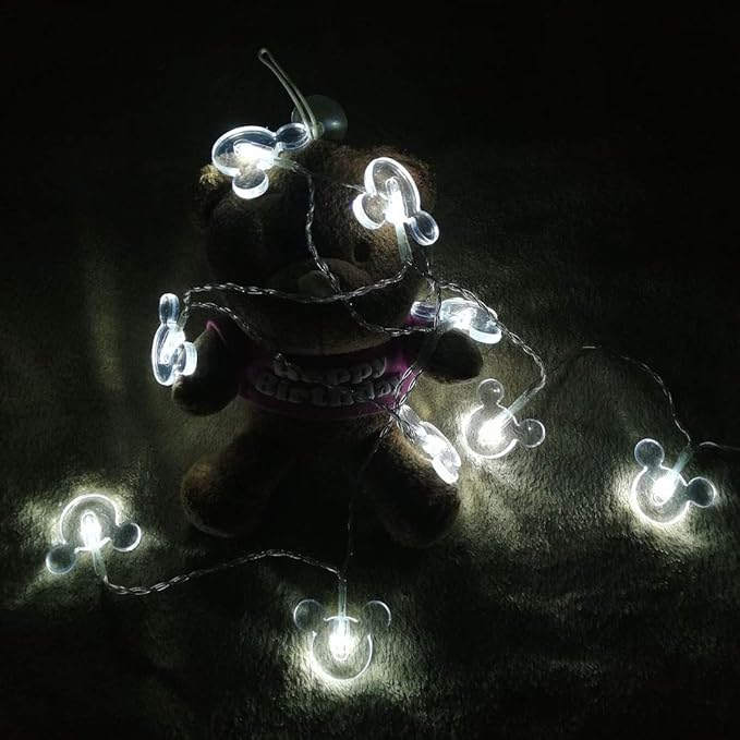 1.65m 10LEDs Decorative Cartoon Animal Mouse Night Mood Light Romantic Lamp for Home Indoor Bedroom Party Festival Décor(White)