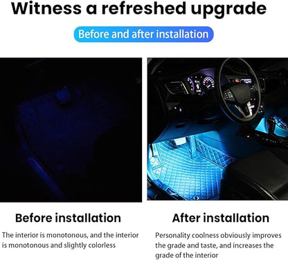 BESULEN Car Interior LED Lights, Automotive Ambient Neon Light Kit with USB Port, Car Accessories, Gifts for Men and Women, 4 in 1 Decoration Lights for Car, Garden, Home, Party（Ice Blue）