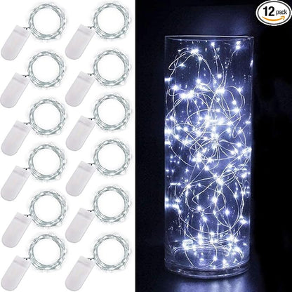 Ostwiki Fairy Lights Battery Operated, 12-Pack Mini String Lights, 20 LED 7ft Twinkle Firefly Starry Lights for DIY Craft Mason Jar Bedroom Wedding Party Table Christmas Decoration (Cool White)