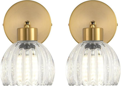 Wall Sconces Vintage Fixture Light, Vanity Lights for Bathroom, Modern Wall Light Fixtures, Metal Sconces Wall Lighting with Glass Shade, Farmhouse Wall Lamp for Bedroom Living Room