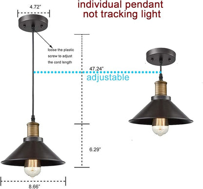 CLAXY Farmhouse mini Pendant Light Adjustable Bronze Hanging Pendant Lighting for Kitchen Bar Restaurant Bedroom-3 Pack