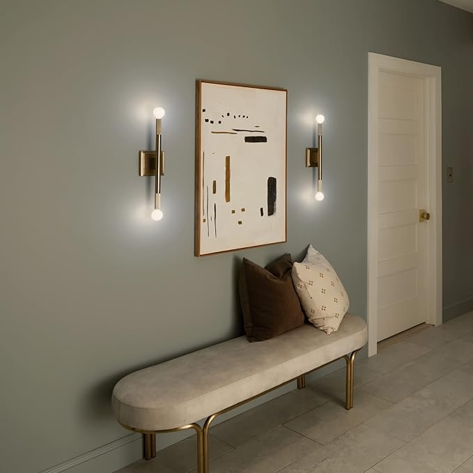 Kichler Odensa 2-Light Wall Vanity, Modern Light in Champagne Bronze, Mount Horizontally or Vertically, for Illuminating Art, TV, Mirrors, Bookshelves, Bed, Vanity, Bar, Hallways (17" x 5"), 52556CPZ