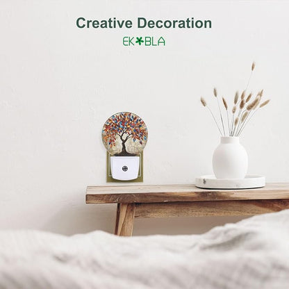 EKOBLA Colorful Seasons Tree Plug-in Night Light, Multi-Color Leaves LED Nightlight with Dusk to Dawn Auto Sensor for Home Indoor Decor
