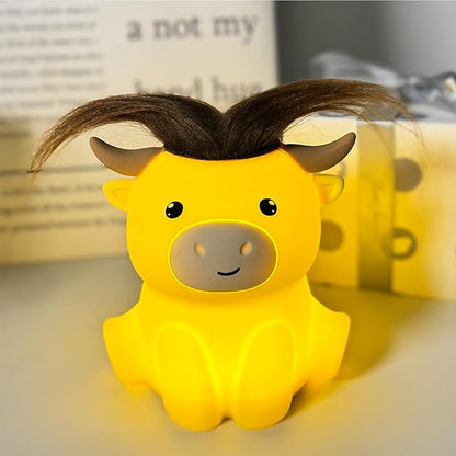 QANYI Highland Cow Night Light, Rechargeable and Dimmable Farm Animal Highland Cattle Lamp with Soft Touch,Valentines Highland Cow Decor Party Favors Cute Gifts for Adults Kids Boys Girls Women Men