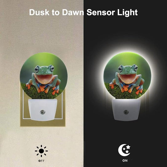 EKOBLA Frog Plug-in Night Light, Cute Green Pond Animal LED Nightlight with Auto Sensor, Dusk to Dawn Lighting for Bedroom & Bathroom