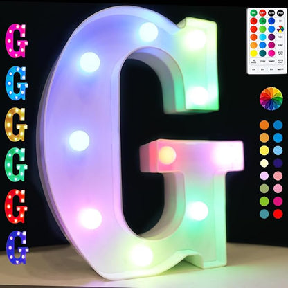LED Marquee Letter Lights, 18 Colors Changing Light Up Letters with Remote, RGB Alphabet Letters Sign for Girls Boys Gift Birthday Party Night Light Bedroom Wedding Christmas Decor-Colorful G