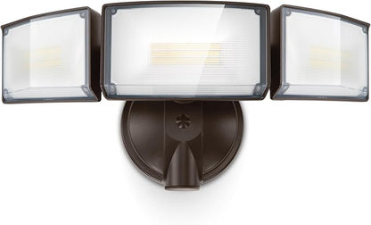 LUTEC 75W 8000 Lumen Floods Light Outdoor, Switch Controlled LED Security Lights with 3 Adjustable Heads, 5000K Daylight, IP65 Waterproof Exterior Flood Light for Outside Garage, Yard, Patio-Brown