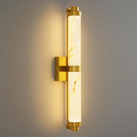 23.6" Modern Wall Sconce, 5CCT Dimmable LED Bathroom Vanity Light, Brushed Gold Wall Light with Resin Shade, 20W Hardwired Vanity Lighting for Bedroom, Living Room, Hallway
