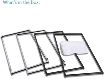 Pyle DJ Booth Foldable Cover Screen - Portable Event Facade Front Board Video Light Projector Display Scrim Panel with Folding Steel Frame Panel Stand, Stretchable Lycra Spandex - PDJFAC10 (White)