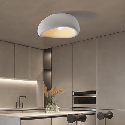 JAYMP Modern Ceiling Light for Dining Room Kitchen Island Hallway Living Room E26 Base Japanese Wabi-Sabi Style Bird Nest Shape Lighting Fixture (Matte White, D45xH24cm)