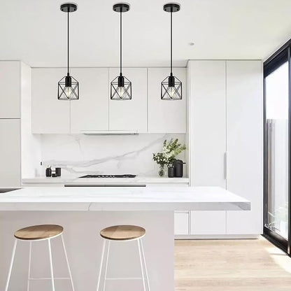 1-Light Hanging Pendant Light Fixture, Black Pendant Lights Kitchen Island, Farmhouse Pendant Lighting with Bedroom Dining Room, E26 Base, Bulbs Not Included, 3 Packs