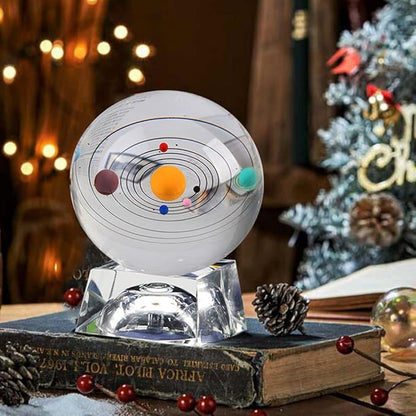 Zulux Solar System Balls - Crystal Ball for Kids with LED Lamp Base, Clear 80mm(3 inch) Glass Sphere for Birthday Gifts, Teacher Gifts,Gift for Anniversary and Boyfriend Birthday