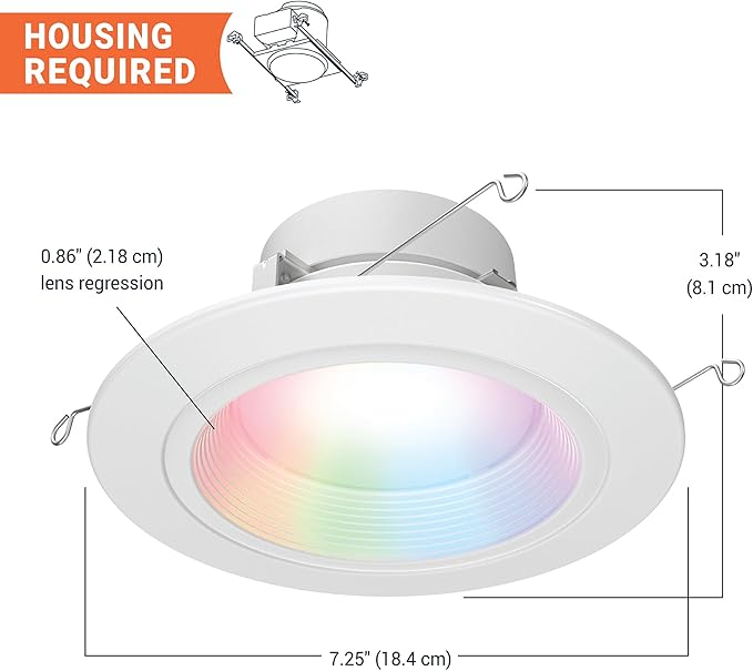 HALO 5/6 in Smart Wi-Fi Recessed LED Downlight Connected by WiZ Pro with SpaceSense Motion Detection, Dimmable, Full Color Changing, 600 Lumens, Wet Rated Ceiling Light - RL56069WZRGBWWHR