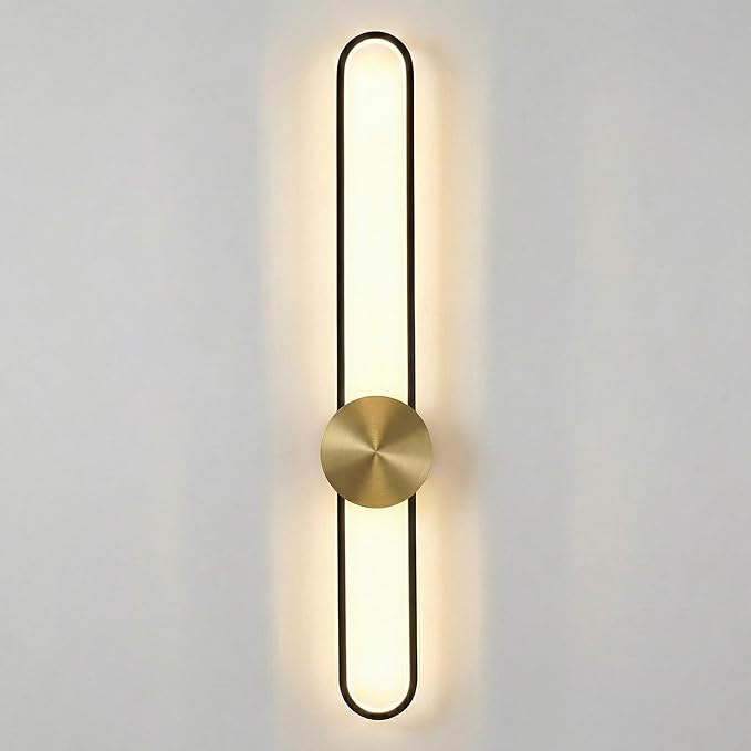 Modern Wall Sconce Dimmable 3000K/4000K/6000K LED Wall Light Fixture, Hardwired Wall Lamp for Living Room, Dining Room, Bedroom, Hallway, Lobby, Entryway (Brushed Black, 35.4inch/H90cm)
