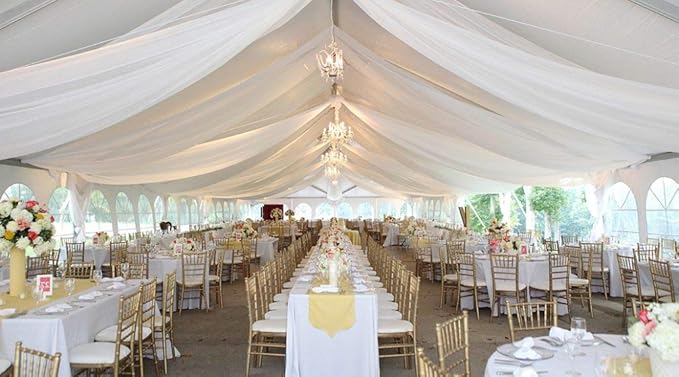AK TRADING CO. 120" Wide (10ft Wide) X 120 Yards Roll - Sheer Voile Chiffon Fabric - Perfect for Draping Panels and Masking for Weddings, Parties & Events, Tent Draping - White