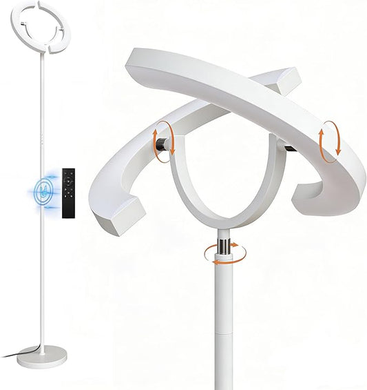 【Upgraded】Modern LED Floor Lamp - 30W Super Bright Standing Lamp, 350° Rotating Reading Floor Lamp with Remote Control, 3000K-6500K Stepless Dimmable, Tall Floor Lamp for Living Room, Bedroom, Office