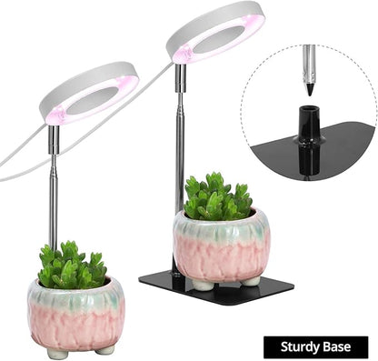 QWORK Grow Lights for Indoor Plants, 3 Pack Full Spectrum LED Desk Grow Lamp, 7-25 in Adjustable Height, Auto Timer 2/4/8H, 4 Dimmable Levels, USB Powered