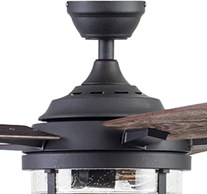 Prominence Home Freyr, 52 Inch Indoor Outdoor LED Ceiling Fan with Light, Remote Control, Dual Mounting Options, 5 Dual Finish Blades, Reversible Motor - 51484-01 (Textured Black)