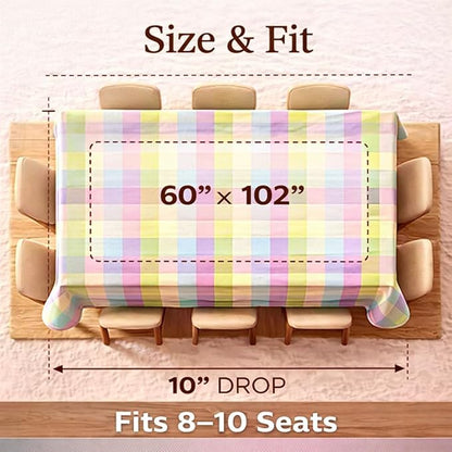 Urban Villa Easter Tablecloth Buffalo Check Table Cloth Tabletop Cover Kitchen Dining Tablecloth 100% Cotton Great Parties Wedding Holiday Dinner Easter Rectangle 60X102 Inches 8-10 Seats Table Cloth