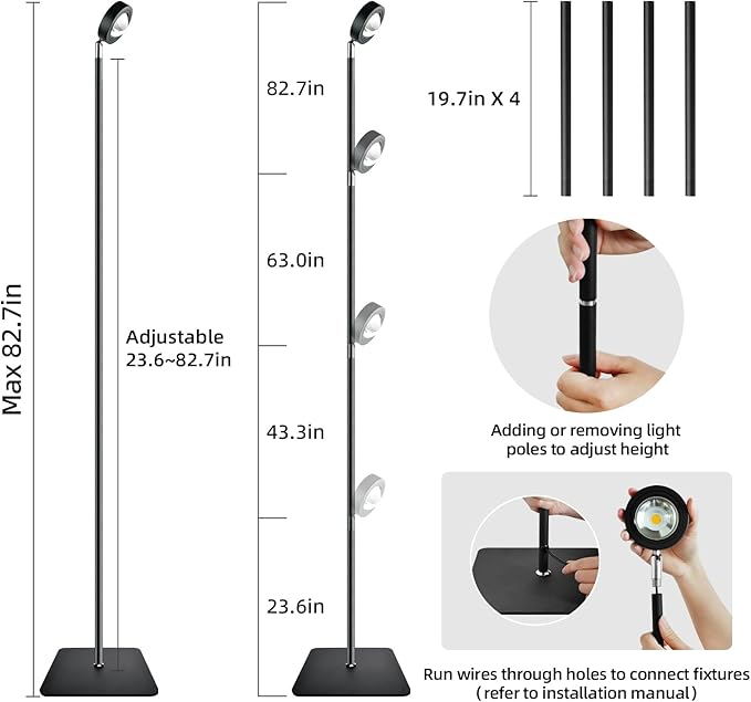 20W Full Spectrum Grow Light, High PPFD&CRI COB LED Floor Plant Lamp with 6/8/12H Timer, Warm White 3000LM Adjustable Height (28"-83") & Angle, Grow Lights for Indoor Plants, Succulents & Flowers