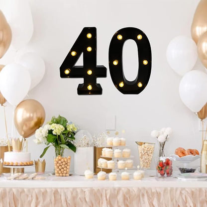 LED Marquee Numbers, 8.58 Inch Led Light Up Numbers for Party, Small Light Up Letters, Battery Powered Lighted Number for Table, Birthday, Night Light, Christmas or Home Decor (Black, Number 4)