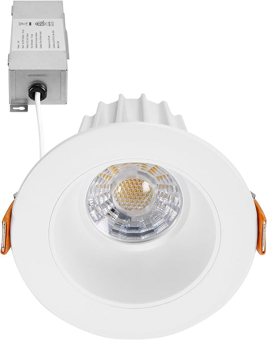 Maxxima 2 in. Ultra-Thin Recessed Anti-Glare LED Downlight - Canless IC Rated, 5 Color Temperature Selectable 2700K/3000K/3500K/4000K/5000K, Dimmable, Round White Trim, 90 CRI