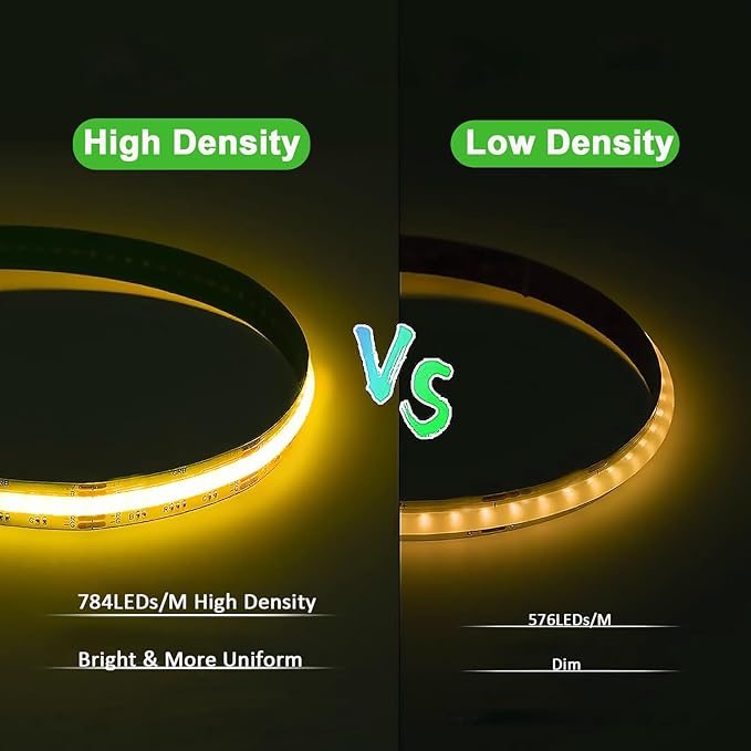 JOYLIT 24V RGBW COB LED Strip Lights 16.4FT/5M RGB + 6000K Cool White Dual Mode, Flexible 784 LEDs/M High Density Dotless Tape Light for Indoor, Bedroom, Kitchen, Home Theater Lighting (Light Only)