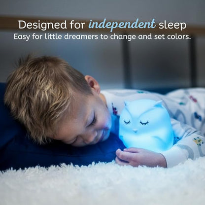 Lumipets Remote Control Silicone Night Light for Kids - Owl Design with 9 Soft Colors & Sleep Timer - Rechargeable, Battery-Operated Lamp for Bedroom | Baby Nursery, Toddler, Girls, Boys