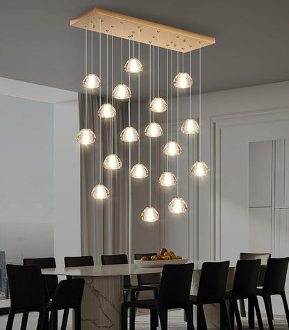 Crystal Chandeliers for Living Room Dining Room Light LED Pendant Lights Fixtures Lighting Chandelier for Foyer Entrance Gold