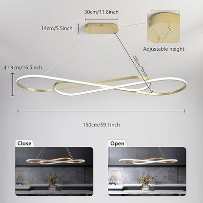 Modern Gold Chandelier for Dining Room Light Fixture Over Table