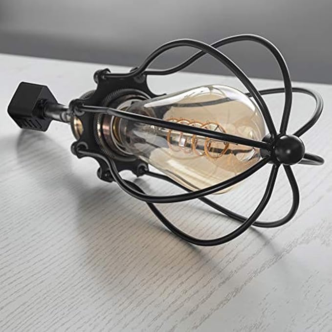 Kiven Vintage Wire Cage Semi Track Lighting Heads Compatible with Single Circuit Juno Type Track Lighting, Industrial Black Metal Caged Track Rail Light Fixture 3-Pack