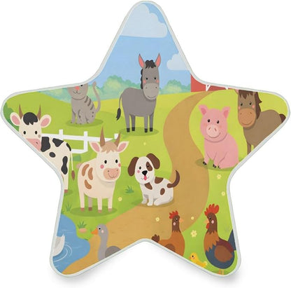 Farm Animals Plug in LED Night Light Lamp with Dusk to Dawn Sensor for Hallway, Kitchen, Bathroom, Bedroom - Star Shaped Decor
