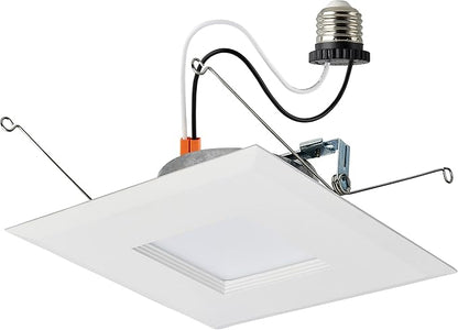 Satco LED Retrofit Downlight with Stepped Baffle, CCT Selectable 2700K/3000K/3500K/4000K/5000K, 5-6 Inch Square, White