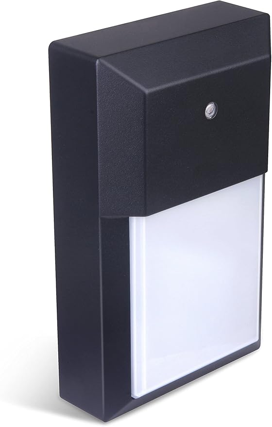 LIT-PaTH Dusk to Dawn Outdoor Wall Lantern, LED Wall Sconce for Porch Lighting Fixture, 12W 1000 Lumens, Aluminum Housing Plus PC, 1-Pack, 5000K-Black Finish