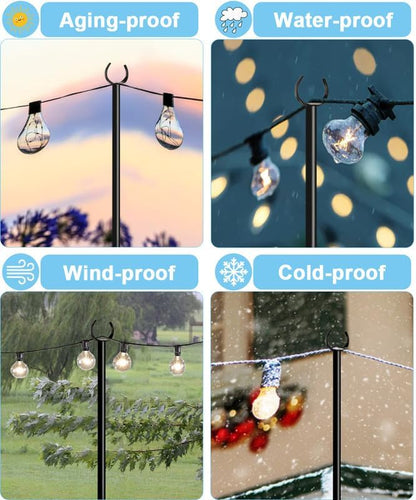 10FT String Light Pole Stand, Outdoor String Lights Hanging, Use for Backyard, Garden, Patio, Party, Festival, Wedding, Picnic, Matte, 1 Pole