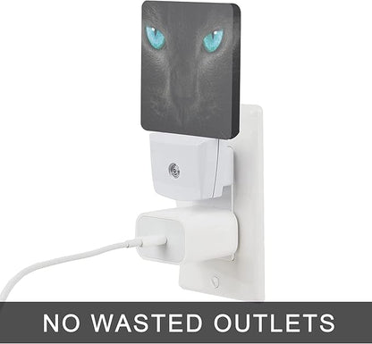 Cat Night Light,Black Cat Eye Plug-in Night Lights with Dusk-to-Dawn Sensor for Girlfriend/Boyfriend Gift Sleep Friendly lamp for Bedroom, Bathroom and Living Room,0.5W