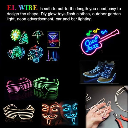 MaxLax EL Wire10 Pack, 16.4ft Neon Light Wire Noise Reduction with Battery Pack(10 Color)… (16.4ft)…