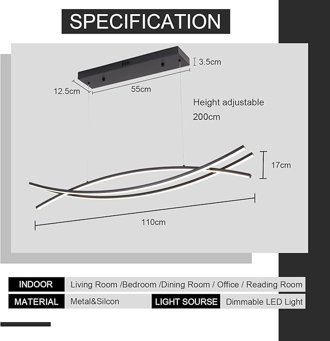 39.37“ Modern Led Pendant Light Fixtures, 3000K-6500K Color Changing Modern Led Pendant Light Kitchen Island, Adjustable Height Kitchen Island Lights Fixtures for Dining Room Kitchen Bedroom Sink