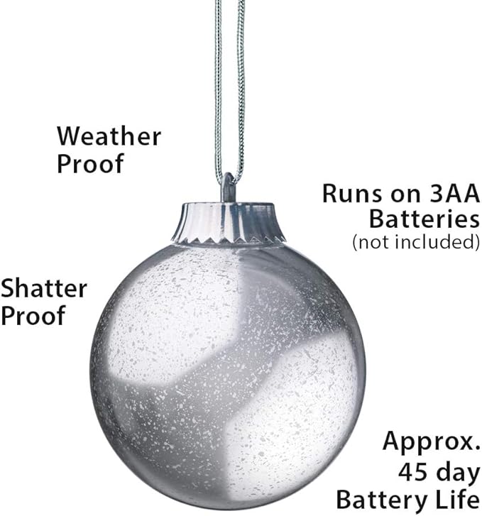 Xodus Innovations WP540-3 Outdoor LED Ornament, Battery Powered Pulsing Globe Sphere Lights with Dusk Sensor (Pack of 3) (Silver)